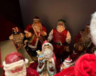 Santa Claus Figurine Collection Folk Art Old World Carved Style Traditional Multiple Sizes Christmas Display Holiday Decor Estate Lot Collectible