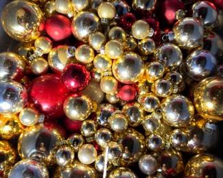 Gold Red Glass Christmas Ornaments Large Lot Mercury Glass Ball Ornaments Vintage Holiday Decorations Collectible