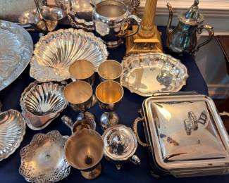 Silver Plate Jefferson Cups Bowls Covered Casserole Trays Serving Pieces Vintage Silverplate Collection