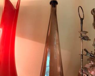Vintage Baseball Memorabilia Iron Candle Torchiere Red Art Glass Vase Brass Decor Collection Sports Collectible Estate Lot