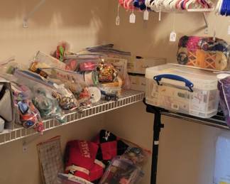 Fabric, ribbon, yarn and other sewing accessories. 