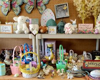 Seasonal decorations. Lots of Easter, Spring, and Christmas. 