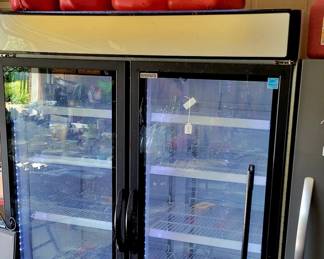 Commercial two-door refrigerator. 