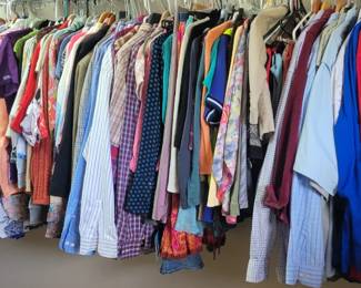 Four closets full of clothing and shoes. 