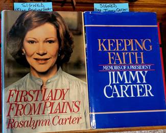 Signed books from President Jimmy Carter and First Lady Rosalyn Carter. 