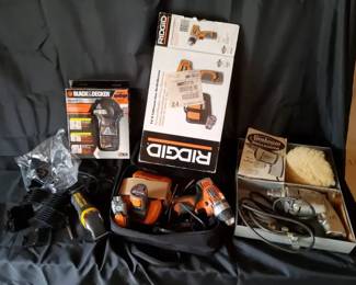 Power Tool Lot  Hand Tools Plus A Vintage Sunbeam Drillmaster Power Drill