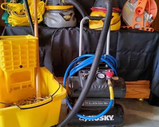 Industrial Maintenance  Cleaning Lot  Husky Air Compressor, Stinger Shop Vacs, Mop Bucket
