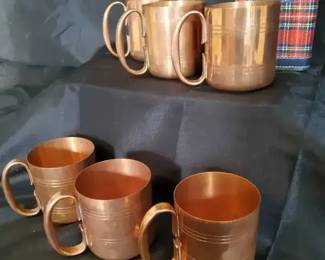 Copper Moscow Mule Mugs 6 and flask