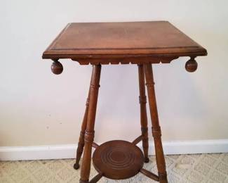 Victorian Oak Stick And Ball Parlor Table