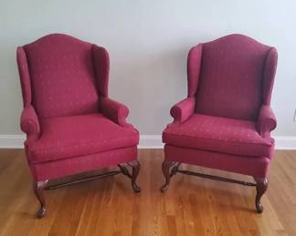 Two Burgundy Arm Chairs
