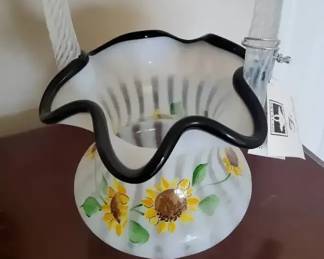 Fenton Glass Basket With Sunflowers