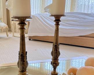 Antique French altar brass candlesticks