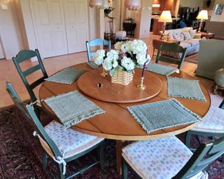 $585 Table 68”, Lazy Suzan, 8 Chairs (2 captain chairs not pictured) EXCELLENT!!