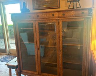 $995.  Tiger Oak Display Cabinet 57x58x15