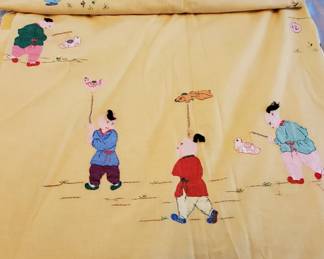 Vintage Childs Bed Chinoserie Coverlet