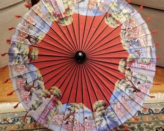 Vintage Hand Painted Chinese Parasol