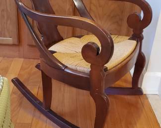 Antique Boston Style Nursing Rocker with woven Rush Seat