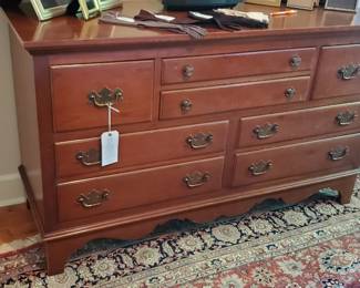 MCM American Traditional, Solid Cherry Eight Drawer Dresser in the style of Ethan Allen