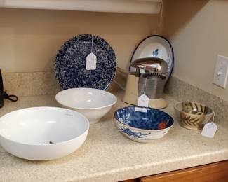 Art Pottery and a selection of Kitchen implements