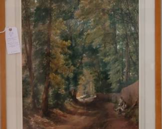 Thomas Colman Didbin (1810-1893) "Figures on a Country Track" Watercolor over pencil. Sourced Sotheby's London. 