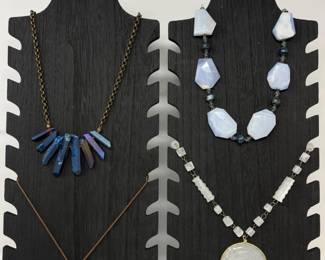 274 SterlingSilverBeadedStoneNecklace3StatementNecklaces