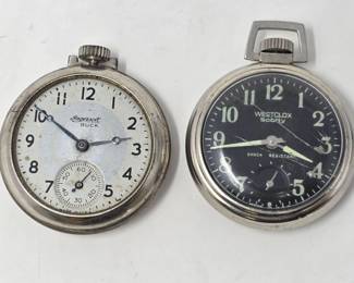194 2VintagePocketWatchesIngersollBuckWestcloxScotty