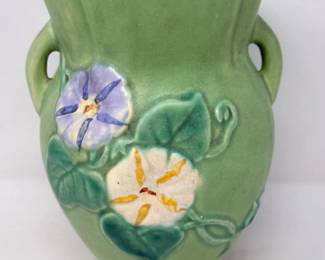 267 WellerMorningGloryDoubleHandlePotteryVase