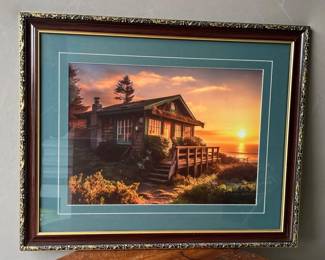 227 FramedBeachHouseatSunsetPhotograph