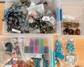 128 2ContainersofStoneJewelryandBeads