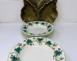 148 8MikasaChelseaVineBowlsCaliforniaPottery3SectionLeafBowl