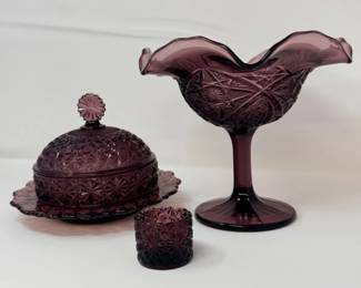 166 4DarkPurplePressedGlassCollection