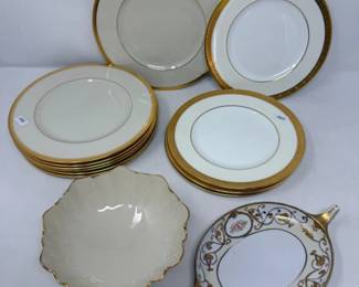 205 MintonLenoxNipponGoldRimPlatesCupsandDishes
