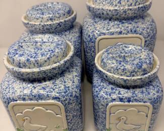 258 Setof4GraduatingPotteryCraftCanisters