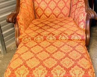 49 FrenchProvincialLouisXVStyleWingbackBergreChairandOttoman