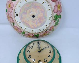 256 IngrahamWallClockFloralCeramicClockBody