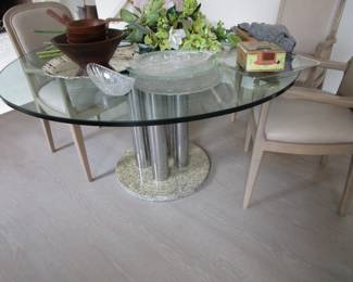 Post modern chrome table with vintage chairs