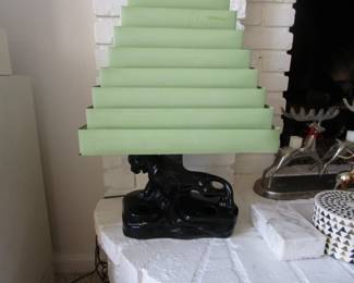 Mid Century WOW vintage black panther lamp with original shade