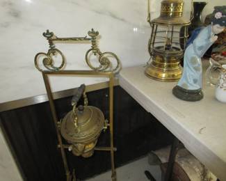 Antique brass spirit tea kettle