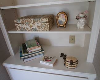 Vintage jewel box, frame, books