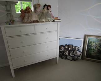 White dresser, Madame Alexander dolls, Kewpie, Art