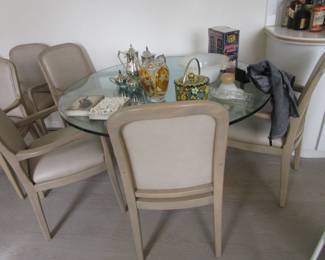 Post modern table with vintage chairs
