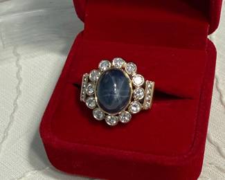 Star Sapphire, Diamonds and Gold