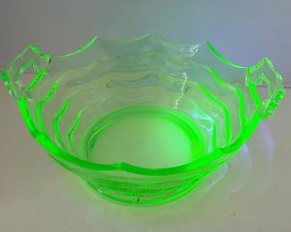 Jenkins Ocean Wave Green Depression Glass Bowl