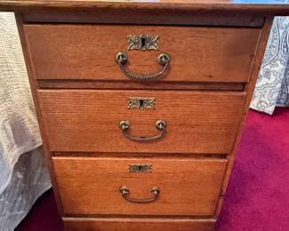 Oak Three Drawer Nightstand
