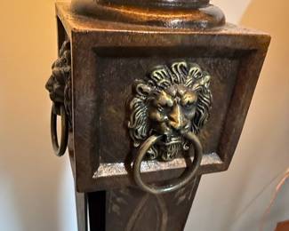Classical Revival Pedestal Floor Lamp with Lion Heads Style