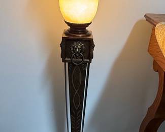 Classical Revival Pedestal Floor Lamp with Lion Heads Style