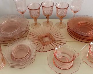 Rose Pink Depression Glass Set