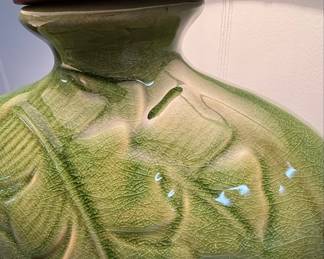 Mid-Century Ceramic Leaf Motif Table Lamp Style