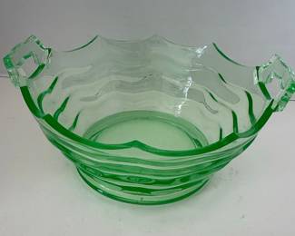 Jenkins Ocean Wave Green Depression Glass Bowl