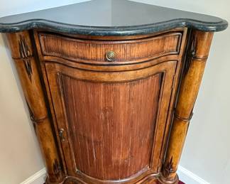 Butler Specialty Company "Montero" Faux Bamboo Corner Cabinet with Granite Top